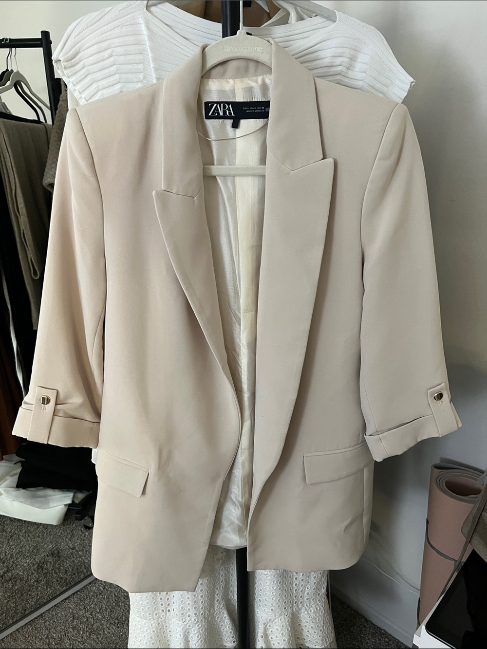 ZARA Light Cream Tailored Blazer Jacket